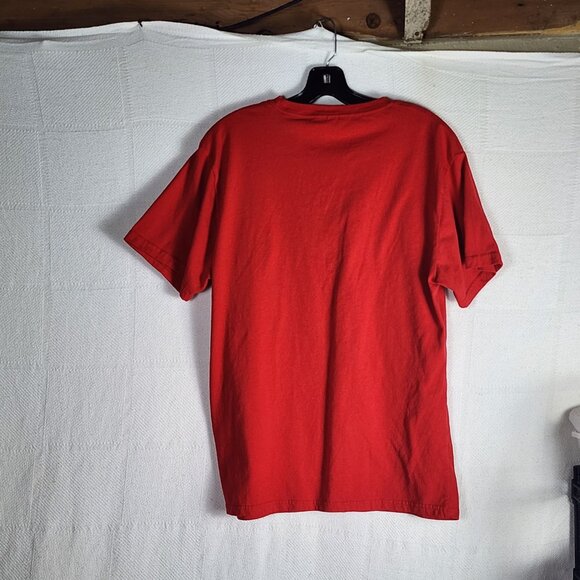 Red Cotton Poly Soft Yellow Graphic Pancake Smooth Like Butter SS T-Shirt Size L - Picture 6 of 16